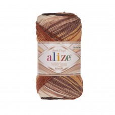 ALIZE SUPERLANA KLASIK BATIK 3380 меланж  белый/коричневый/терракот